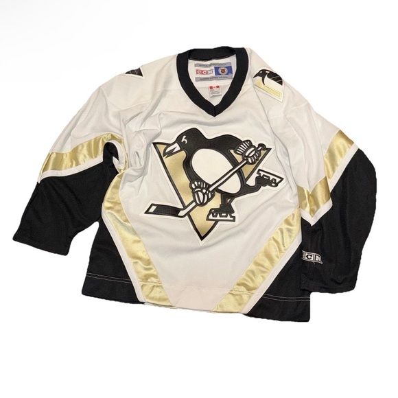 Vintage Pittsburgh Penguins Jersey CCM Men Size S White NHL Blank Air-Knit Flaws - Picture 1 of 8
